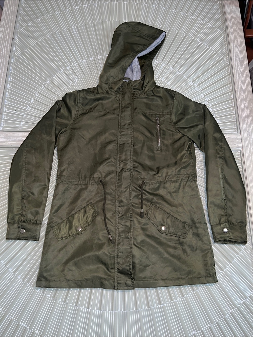 Olive Hooded Bomber Parka Jacket - Women